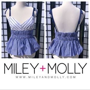 🔷Miley & Molly Blue Stripe Peplum Tank Blouse